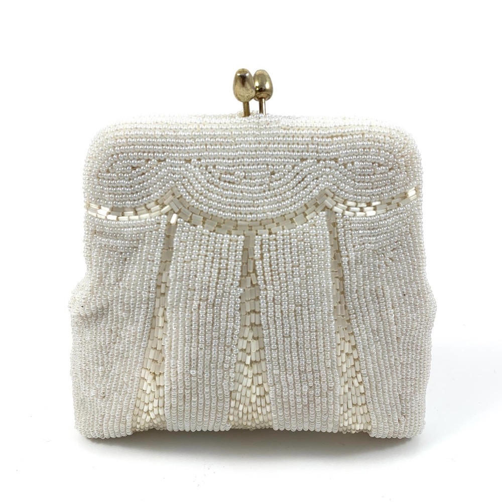 ❌SOLD❌ Vintage KOREAN white glass beaded mini bag - Picture 5 of 13